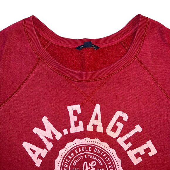 American Eagle Womens Sweatshirt Pullover Round Neck Long Sleeves Red Pink Large - Picture 2 of 8